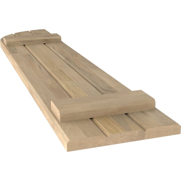 Ekena Millwork Americraft 3-Board (2 Batten) Wood Joined Board-n-Batten Shutters w/ Arch Top, ARW101BQ311X32UNH, PR - ARW101BQ311X32UNH