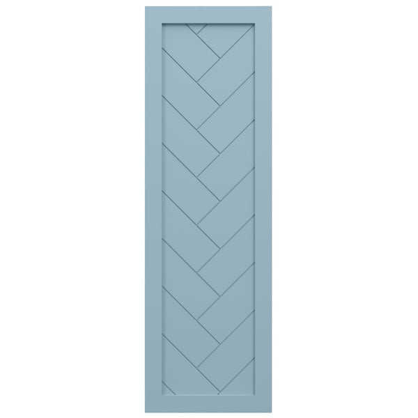 Ekena Millwork True Fit PVC Single Panel Herringbone Modern Style Fixed Mount Shutters, Peaceful Blue, 18W x 35H, PR - TFP001HB18X035SB