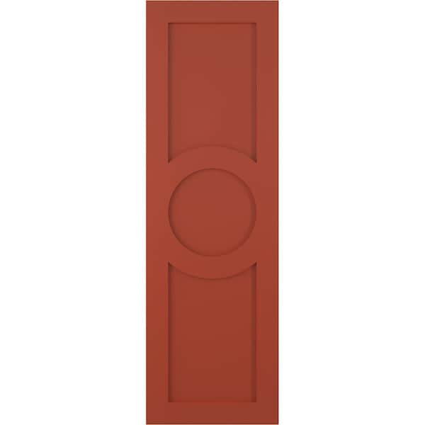 Ekena Millwork True Fit PVC Center Circle Arts & Crafts Fixed Mount Shutters, Colorful Leaves, 12W x 48H, PR - TFP001AC12X048CL