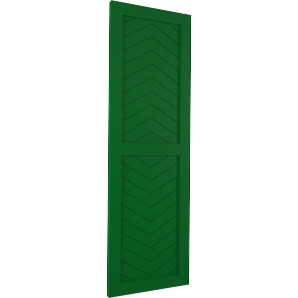 Ekena Millwork True Fit PVC Two Panel Chevron Modern Style Fixed Mount Shutters, Viridian Green, 18W x 65H, PR - TFP101CV18X065HG