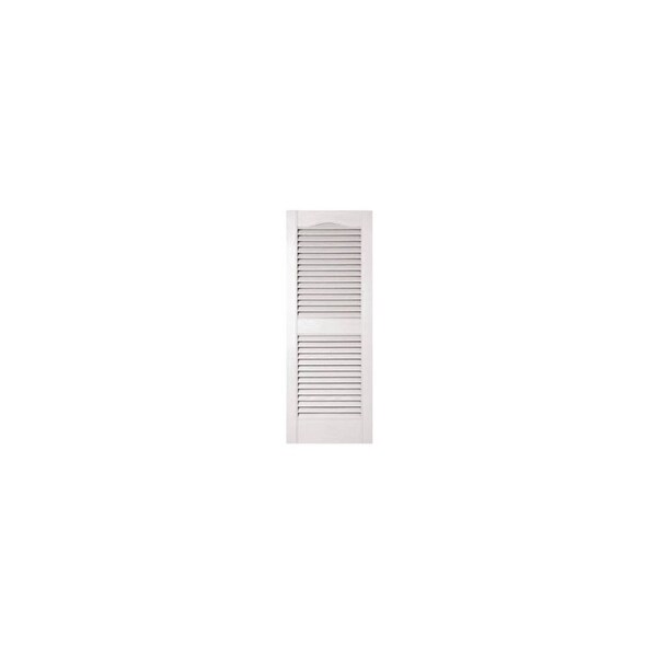 Boral Building Products 15 x 39-In. White Louvered Shutters, Vinyl Arched Top Center Rail, Pair - 10140039001