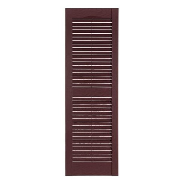 Mr Mxyzptlk Perfect Shutters IL501555260 Premier Louver Exterior Decorative Shutter; Burgundy - 15 x 55 in. - IL501555260