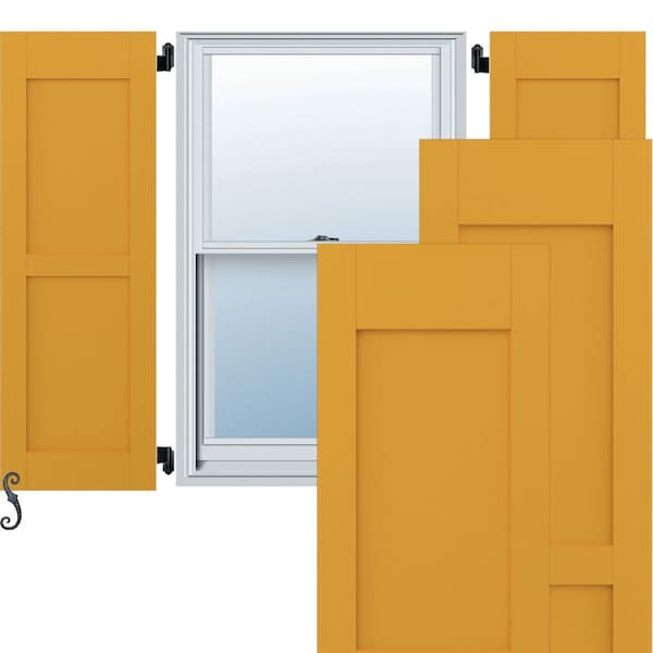 Ekena Millwork Americraft 2 Equal Flat Panel Exterior Real Wood Shutters, RW101FP15X54TUH, PR - RW101FP15X54TUH