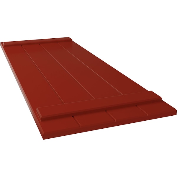 Ekena Millwork True Fit PVC Four Board Joined Board-n-Batten Shutters, Fire Red, 21 1/2W x 52H, PR - TFP101BBF21X052BR