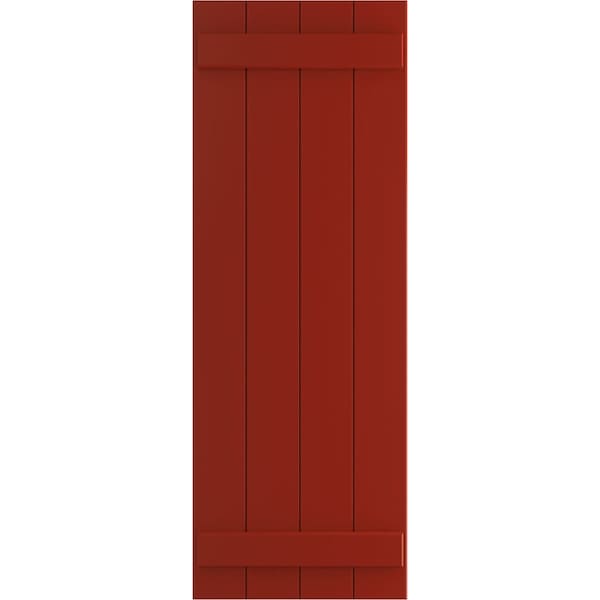 Ekena Millwork True Fit PVC Four Board Joined Board-n-Batten Shutters, Fire Red, 21 1/2W x 52H, PR - TFP101BBF21X052BR