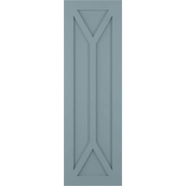 Ekena Millwork True Fit PVC San Carlos Mission Style Fixed Mount Shutters, Peaceful Blue, 15W x 39H, PR - TFP001SC15X039SB
