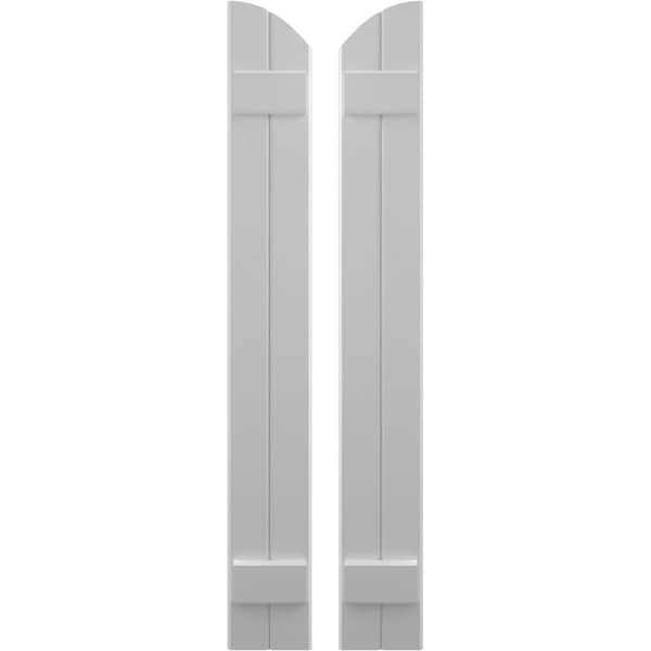 Ekena Millwork Americraft 2-Board (2 Batten) Wood Joined Board-n-Batten Shutters w/ Ellipt Top, ARW101BE207X65PRH - ARW101BE207X65PRH
