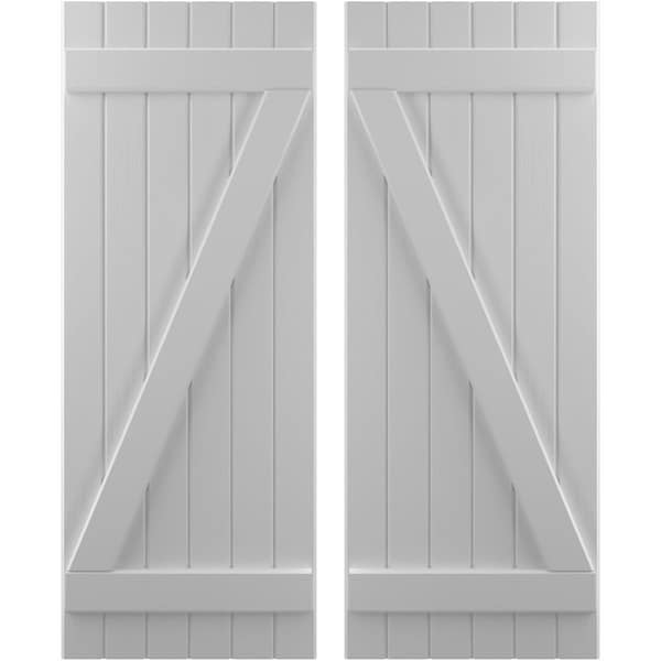 Ekena Millwork Americraft 6-Board (2 Batten) Wood Joined Board-n-Batten Shutters w/ Z-Bar, ARW102BB621X46PRH - ARW102BB621X46PRH