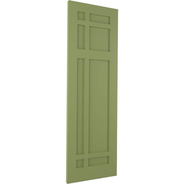 Ekena Millwork True Fit PVC San Juan Capistrano Mission Style Fixed Mount Shutters, Moss Green, 12W x 52H, PR - TFP001SJ12X052MG