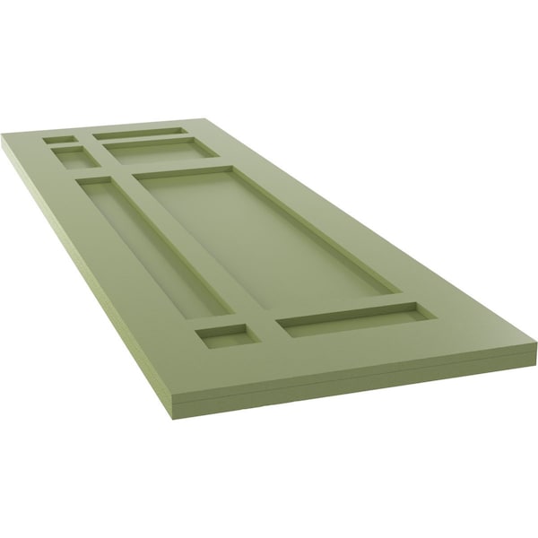 Ekena Millwork True Fit PVC San Juan Capistrano Mission Style Fixed Mount Shutters, Moss Green, 12W x 52H, PR - TFP001SJ12X052MG
