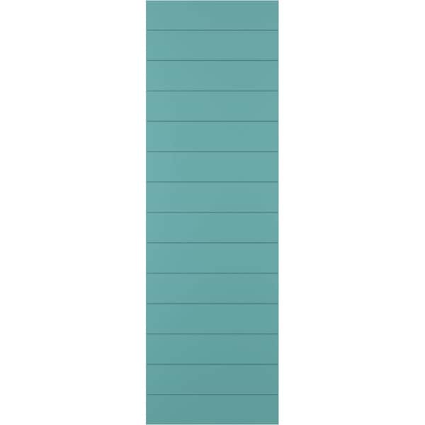 Ekena Millwork True Fit PVC Horizontal Slat Modern Style Fixed Mount Shutters, Pure Turquoise, 15W x 60H, PR - TFP001HZ15X060PT