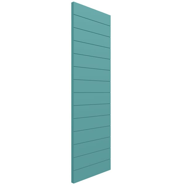 Ekena Millwork True Fit PVC Horizontal Slat Modern Style Fixed Mount Shutters, Pure Turquoise, 15W x 60H, PR - TFP001HZ15X060PT