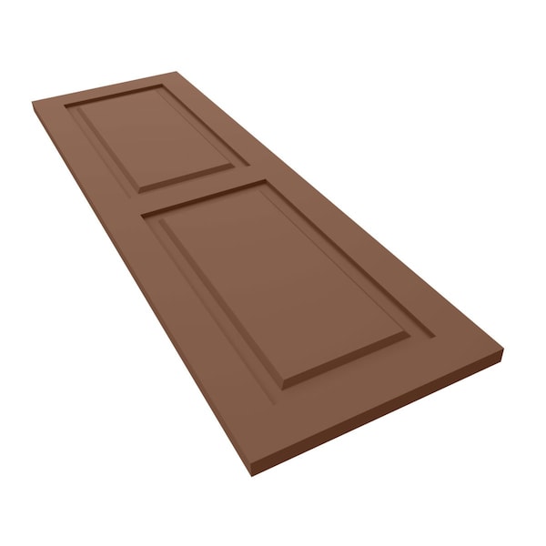 Ekena Millwork True Fit PVC, Two Equal Raised Panel Shutters, Burnt Toffee, 18W x 76H, PR - TFP101RPF18X076BT