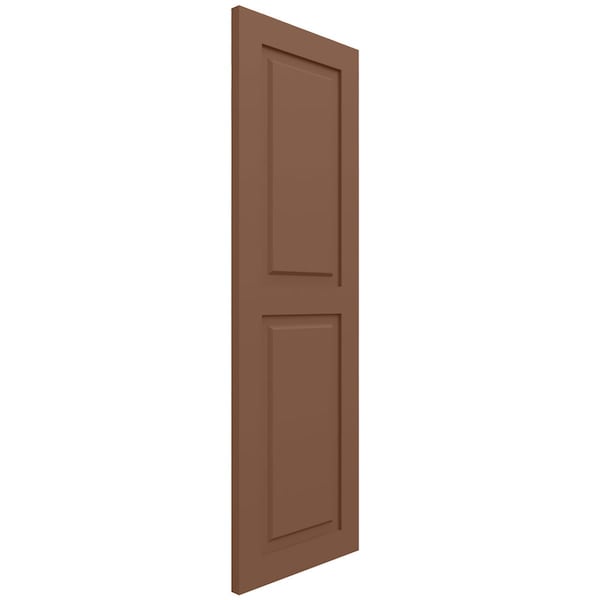 Ekena Millwork True Fit PVC, Two Equal Raised Panel Shutters, Burnt Toffee, 18W x 76H, PR - TFP101RPF18X076BT