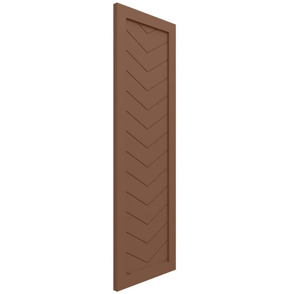 Ekena Millwork True Fit PVC Single Panel Chevron Modern Style Fixed Mount Shutters, Burnt Toffee, 18W x 53H, PR - TFP001CV18X053BT