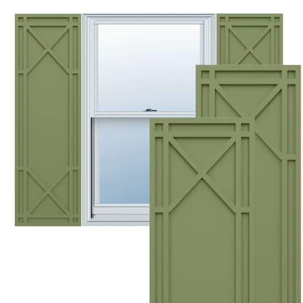 Ekena Millwork True Fit PVC Bungalow Fixed Mount Shutters, Moss Green, 18W x 30H, PR - TFP001BG18X030MG