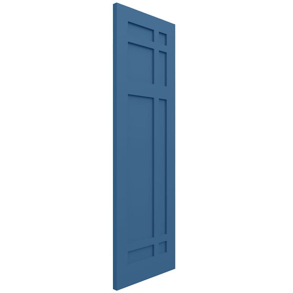 Ekena Millwork True Fit PVC San Juan Capistrano Mission Style Fixed Mount Shutters, Sojourn Blue, 18W x 29H, PR - TFP001SJ18X029HB
