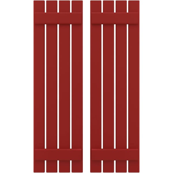 Ekena Millwork Americraft 4-Board (2 Batten) Exterior Real Wood Spaced Board-n-Batten Shutters, ARW101SB415X56BRH, PR - ARW101SB415X56BRH