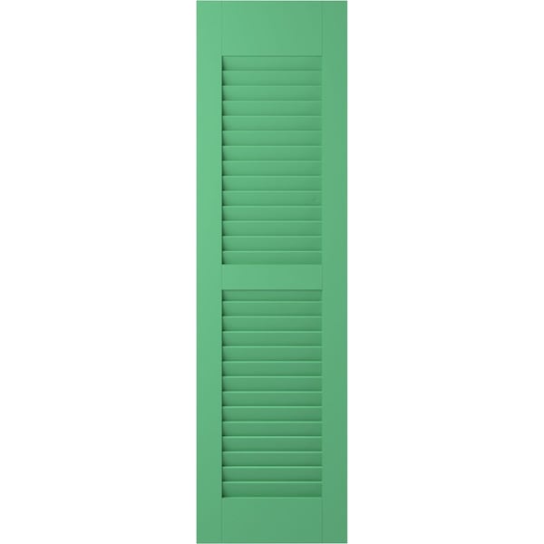 Ekena Millwork 18W x 59H Americraft Two Equal Louver Exterior Real Wood Shutters, Lilly Pads, PR - RW101LV18X59LPH