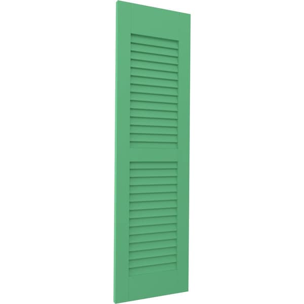 Ekena Millwork 18W x 59H Americraft Two Equal Louver Exterior Real Wood Shutters, Lilly Pads, PR - RW101LV18X59LPH