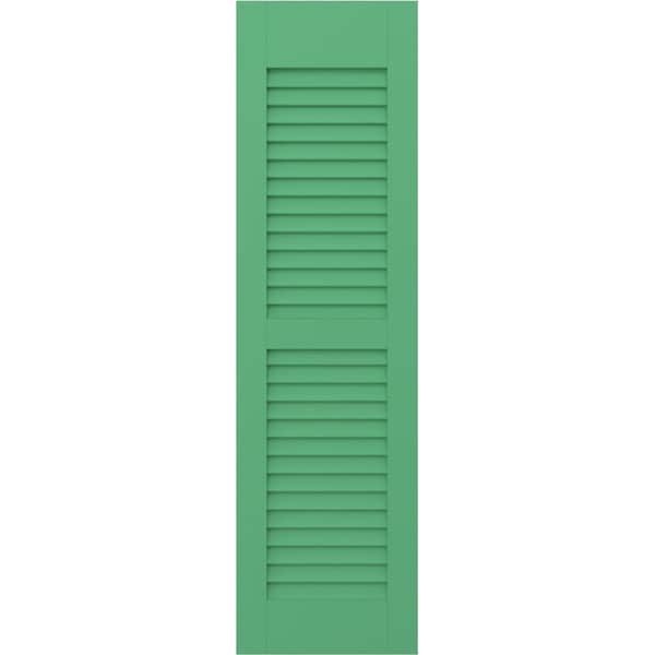 Ekena Millwork 18W x 59H Americraft Two Equal Louver Exterior Real Wood Shutters, Lilly Pads, PR - RW101LV18X59LPH