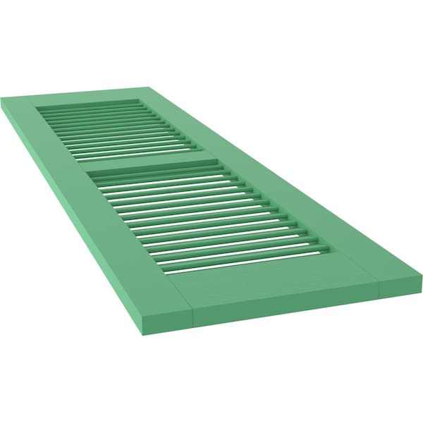 Ekena Millwork 18W x 59H Americraft Two Equal Louver Exterior Real Wood Shutters, Lilly Pads, PR - RW101LV18X59LPH
