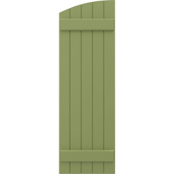 Ekena Millwork Americraft 5-Board (2 Batten) Wood Joined Board-n-Batten Shutters w/Ellipt Top, ARW101BE518X55MGH, PR - ARW101BE518X55MGH