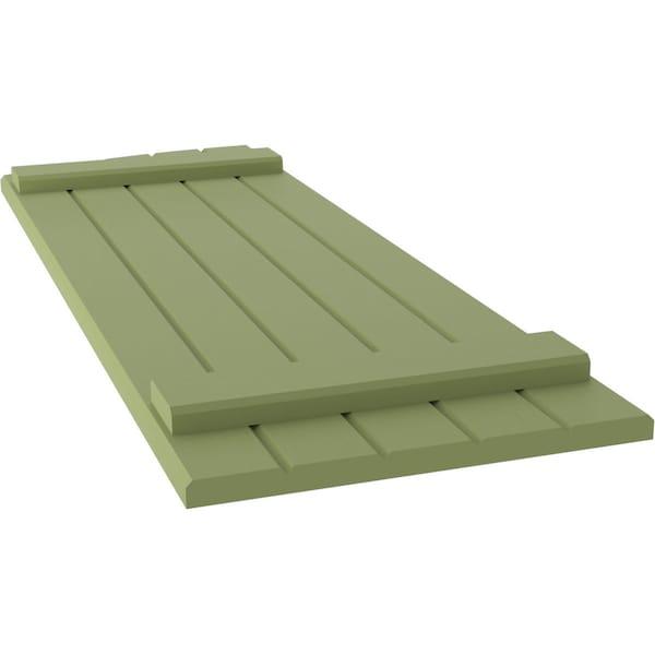Ekena Millwork Americraft 5-Board (2 Batten) Wood Joined Board-n-Batten Shutters w/Ellipt Top, ARW101BE518X55MGH, PR - ARW101BE518X55MGH