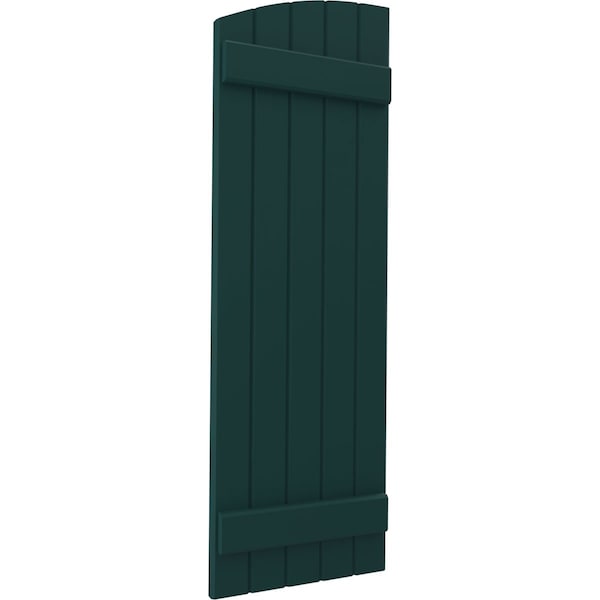 Ekena Millwork Americraft 5-Board (2 Batten) Wood Joined Board-n-Batten Shutters w/Ellipt Top, ARW101BE518X37FGH, PR - ARW101BE518X37FGH