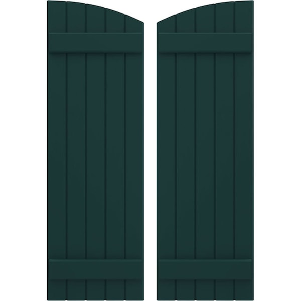 Ekena Millwork Americraft 5-Board (2 Batten) Wood Joined Board-n-Batten Shutters w/Ellipt Top, ARW101BE518X37FGH, PR - ARW101BE518X37FGH