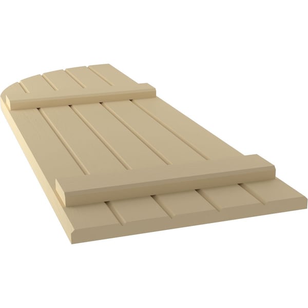 Ekena Millwork Americraft 5-Board (2 Batten) Wood Joined Board-n-Batten Shutters w/ Arch Top, ARW101BQ518X52NTH, PR - ARW101BQ518X52NTH