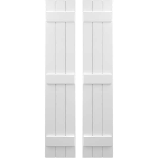 Ekena Millwork Americraft 3-Board (3 Batten) Exterior Real Wood Joined Board-n-Batten Shutters, ARW401BB311X62WHH, PR - ARW401BB311X62WHH