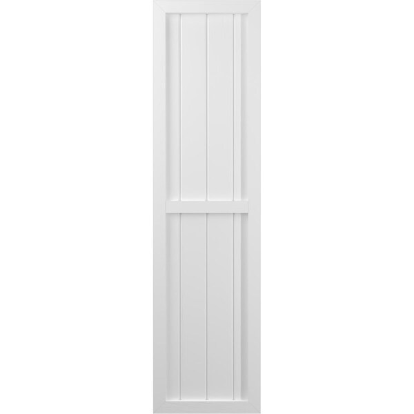 Ekena Millwork Americraft 4-Board Exterior Wood 2 Equal Panel Framed Board-n-Batten Shutters, ARW101BF414X68WHH, PR - ARW101BF414X68WHH