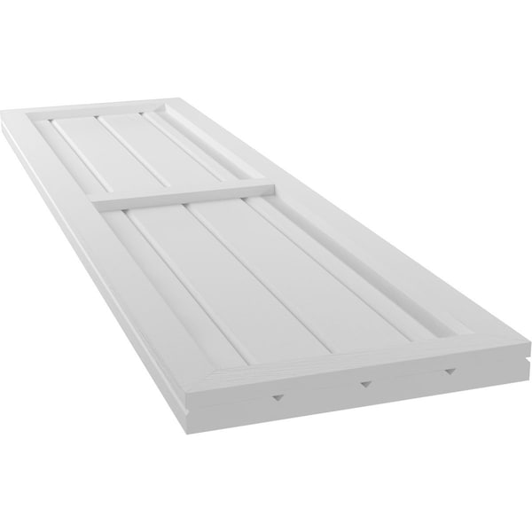 Ekena Millwork Americraft 4-Board Exterior Wood 2 Equal Panel Framed Board-n-Batten Shutters, ARW101BF414X68WHH, PR - ARW101BF414X68WHH
