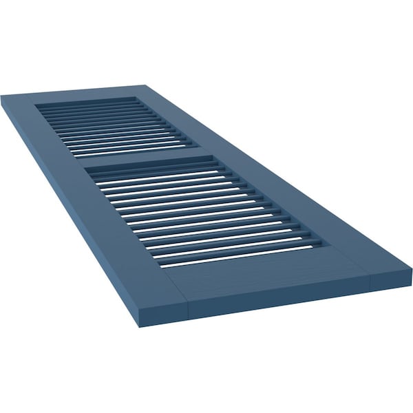Ekena Millwork 18W x 31H Americraft Two Equal Louver Exterior Real Wood Shutters, Sojourn Blue, PR - RW101LV18X31HBH
