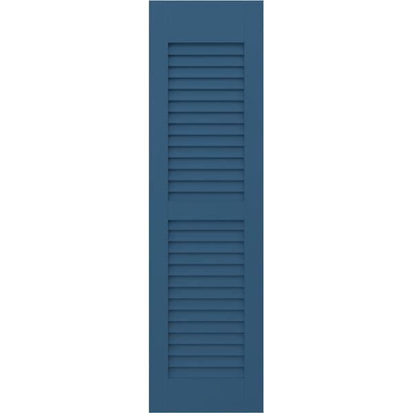 Ekena Millwork 18W x 31H Americraft Two Equal Louver Exterior Real Wood Shutters, Sojourn Blue, PR - RW101LV18X31HBH