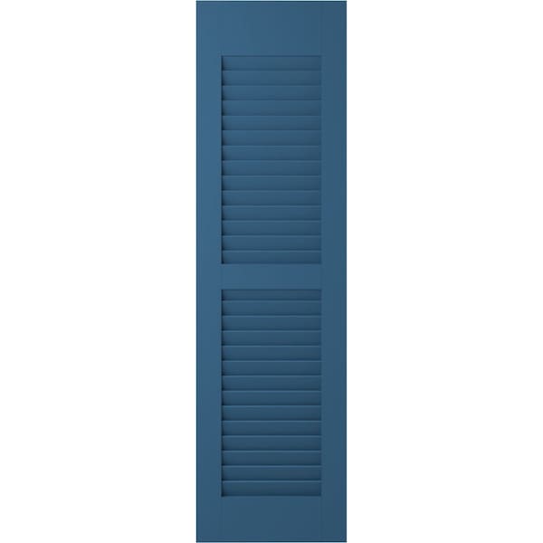Ekena Millwork 18W x 31H Americraft Two Equal Louver Exterior Real Wood Shutters, Sojourn Blue, PR - RW101LV18X31HBH