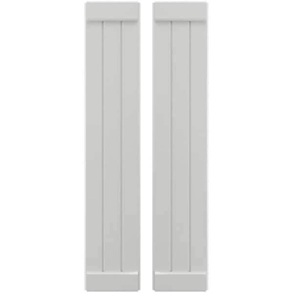 Ekena Millwork Americraft 3-Board Exterior Wood Joined Board-n-Batten Shutters w/ End Batten, ARW103BB311X48STH, PR - ARW103BB311X48STH