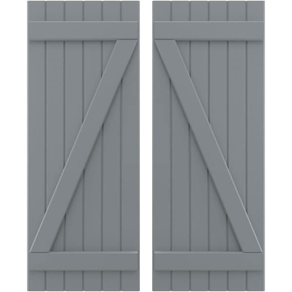 Ekena Millwork Americraft 6-Board (2 Batten) Wood Joined Board-n-Batten Shutters w/ Z-Bar, ARW102BB621X34CHH, PR - ARW102BB621X34CHH