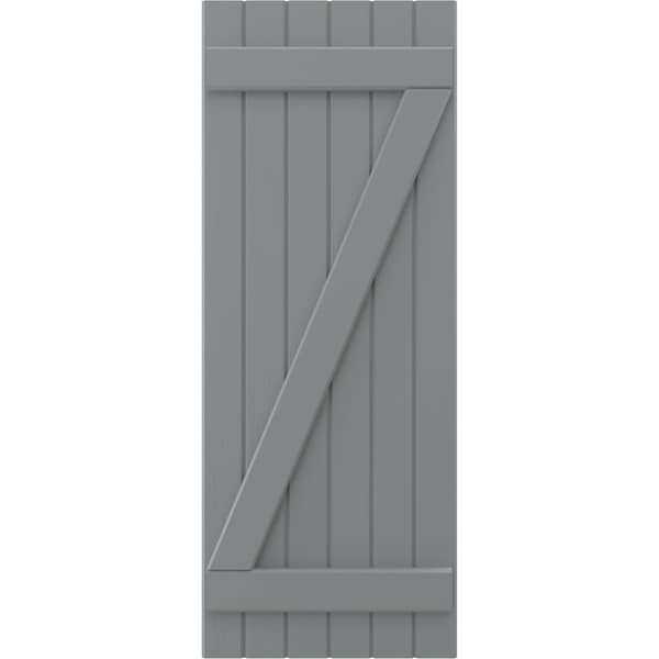 Ekena Millwork Americraft 6-Board (2 Batten) Wood Joined Board-n-Batten Shutters w/ Z-Bar, ARW102BB621X34CHH, PR - ARW102BB621X34CHH