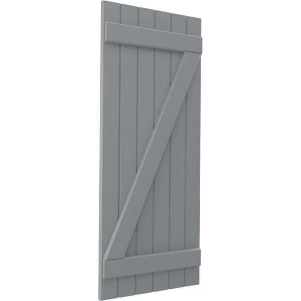 Ekena Millwork Americraft 6-Board (2 Batten) Wood Joined Board-n-Batten Shutters w/ Z-Bar, ARW102BB621X34CHH, PR - ARW102BB621X34CHH