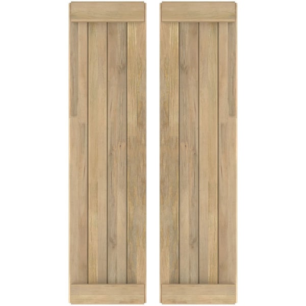 Ekena Millwork Americraft 4-Board Exterior Wood Joined Board-n-Batten Shutters w/ End Batten, ARW103BB414X34UNH, PR - ARW103BB414X34UNH