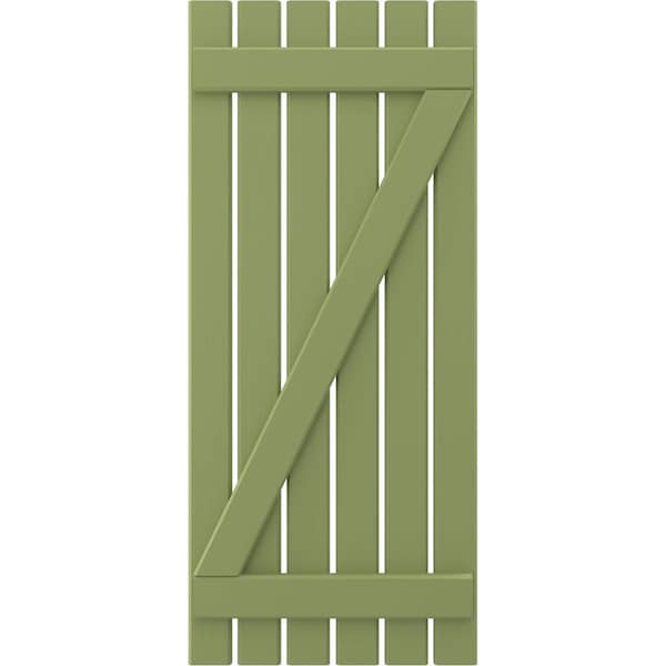 Ekena Millwork Americraft 6-Board (2 Batten) Wood Spaced Board-n-Batten Shutters w/ Z-Bar, ARW102SB623X36MGH, PR - ARW102SB623X36MGH