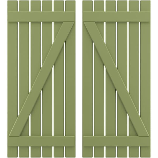 Ekena Millwork Americraft 6-Board (2 Batten) Wood Spaced Board-n-Batten Shutters w/ Z-Bar, ARW102SB623X36MGH, PR - ARW102SB623X36MGH