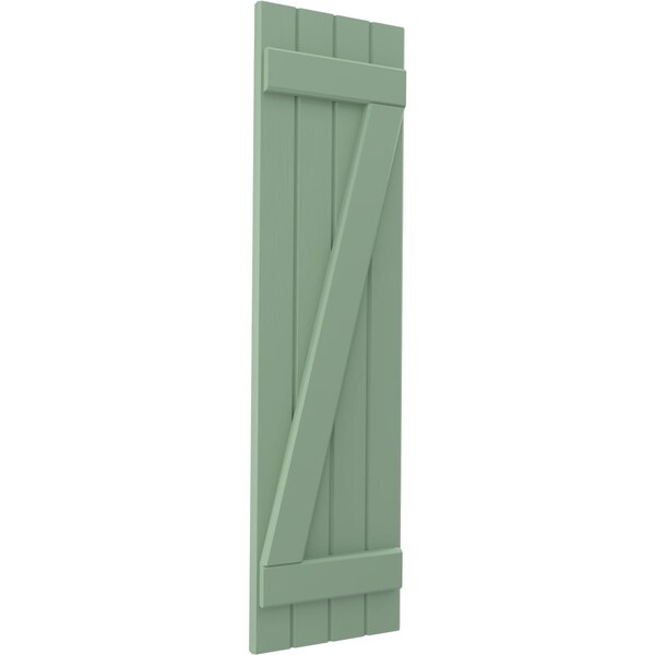Ekena Millwork Americraft 4-Board (2 Batten) Wood Joined Board-n-Batten Shutters w/ Z-Bar, ARW102BB414X68TGH, PR - ARW102BB414X68TGH
