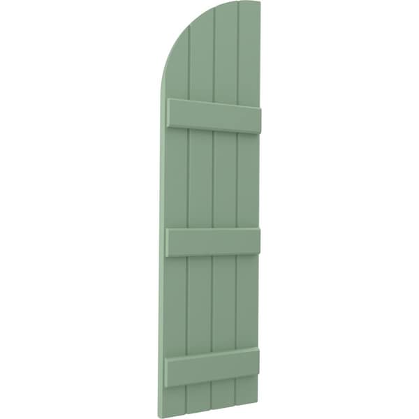 Ekena Millwork Americraft 4-Board (3 Batten) Wood Joined Board-n-Batten Shutters w/ Arch Top, ARW401BQ414X48TGH, PR - ARW401BQ414X48TGH