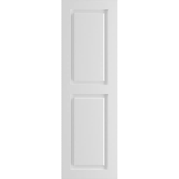 Ekena Millwork True Fit PVC Two Equal Raised Panel Shutters, White, 18W x 52H, PR - TFP101RPF18X052WH
