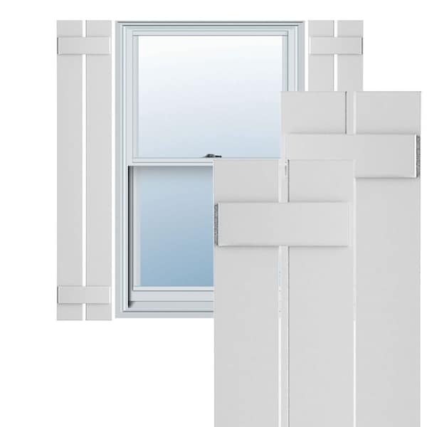 Ekena Millwork True Fit PVC Two Board Spaced Board-n-Batten Shutters, Unfinished, 11 1/4W x 61H, PR - TFP101SBF11X061UN