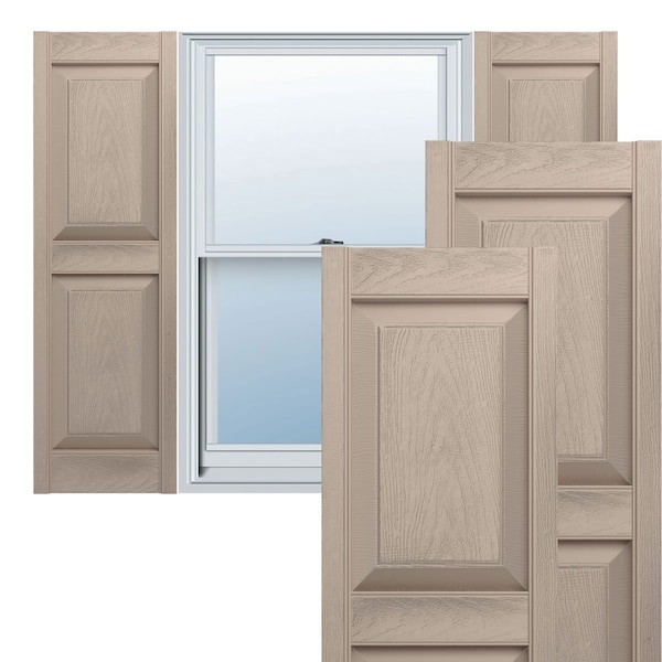 Ekena Millwork 14.75 in. W x 43 in. H Builders Edge, Standard Two Equal Panels, Raised Panel Shutters, 023, Wicker, PR - 030140043023