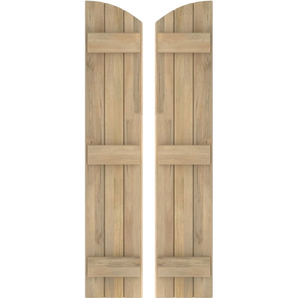 Ekena Millwork Americraft 3-Board (3 Batten) Wood Joined Board-n-Batten Shutters w/Ellipt Top, ARW401BE311X37UNH, PR - ARW401BE311X37UNH